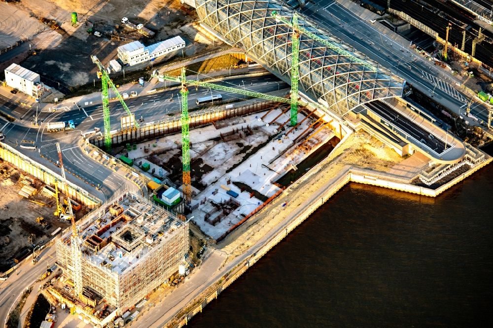 Hamburg aus der Vogelperspektive: Baustelle zum Neubau des Präventionszentrum von BGW und VBG im Ortsteil HafenCity in Hamburg, Deutschland