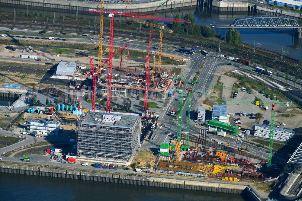 Luftaufnahme Hamburg - Baustelle zum Neubau des Präventionszentrum von BGW und VBG im Ortsteil HafenCity in Hamburg, Deutschland
