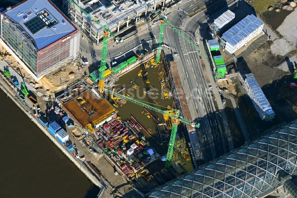 Hamburg von oben - Baustelle zum Neubau des Präventionszentrum von BGW und VBG im Ortsteil HafenCity in Hamburg, Deutschland