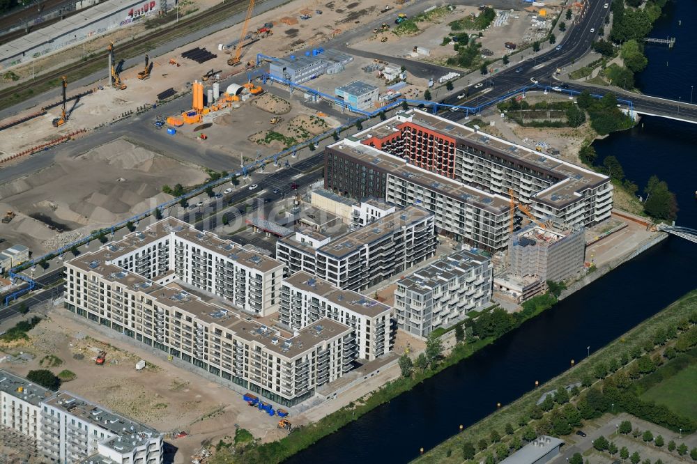 Luftaufnahme Berlin - Baustelle zum Neubau Quartier Heidestrasse im Ortsteil Moabit in Berlin, Deutschland
