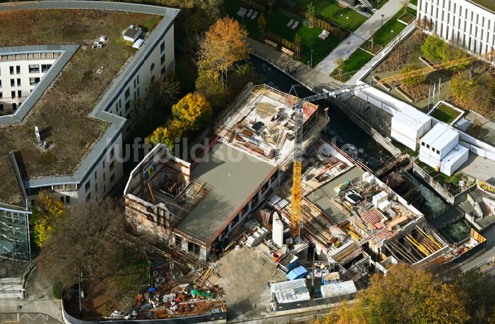 Luftbild München - Baustelle zum Neubau des Restaurants der Paulaner Brauerei Gruppe in München im Bundesland Bayern, Deutschland