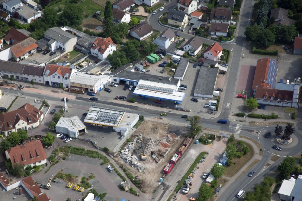 Nieder-Olm aus der Vogelperspektive: Baustelle zum Neubau eines REWE-Einkaufsmarktes in Nieder-Olm im Bundesland Rheinland-Pfalz, Deutschland