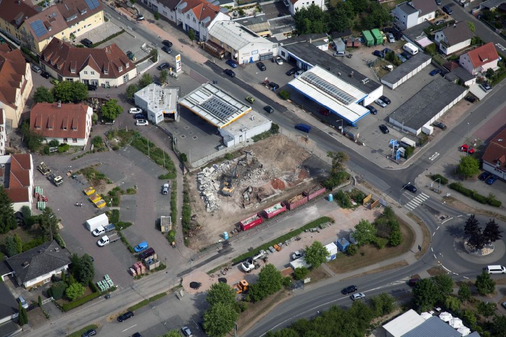 Luftbild Nieder-Olm - Baustelle zum Neubau eines REWE-Einkaufsmarktes in Nieder-Olm im Bundesland Rheinland-Pfalz, Deutschland