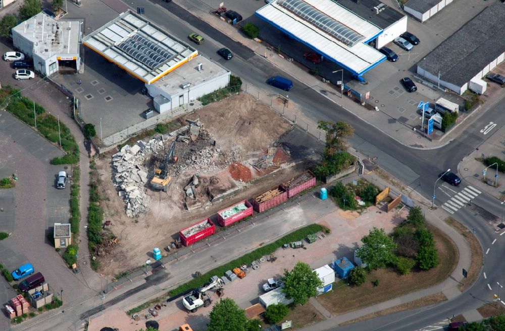 Luftaufnahme Nieder-Olm - Baustelle zum Neubau eines REWE-Einkaufsmarktes in Nieder-Olm im Bundesland Rheinland-Pfalz, Deutschland