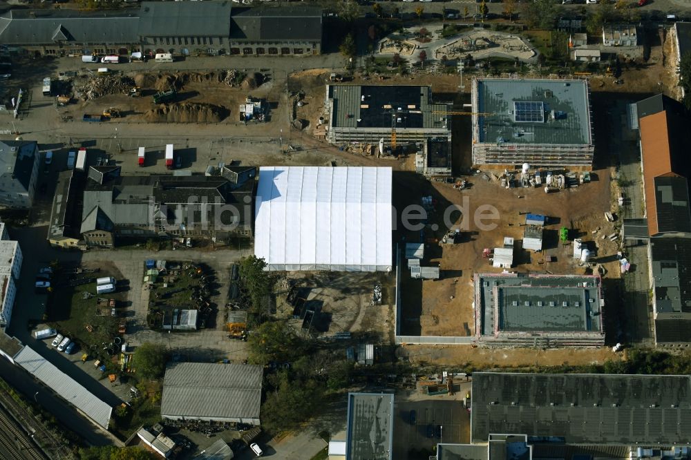 Luftbild Dresden - Baustelle zum Neubau Schul- Gebäude und der Kita Drewag-Areal in Dresden im Bundesland Sachsen, Deutschland