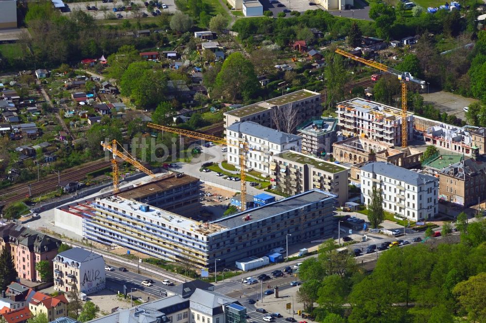 Dresden von oben - Baustelle zum Neubau Schule im Ortsteil Albertstadt in Dresden im Bundesland Sachsen, Deutschland