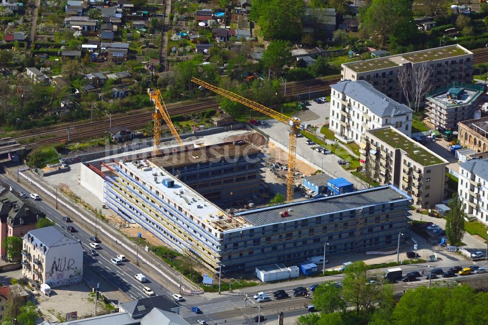 Luftbild Dresden - Baustelle zum Neubau Schule im Ortsteil Albertstadt in Dresden im Bundesland Sachsen, Deutschland