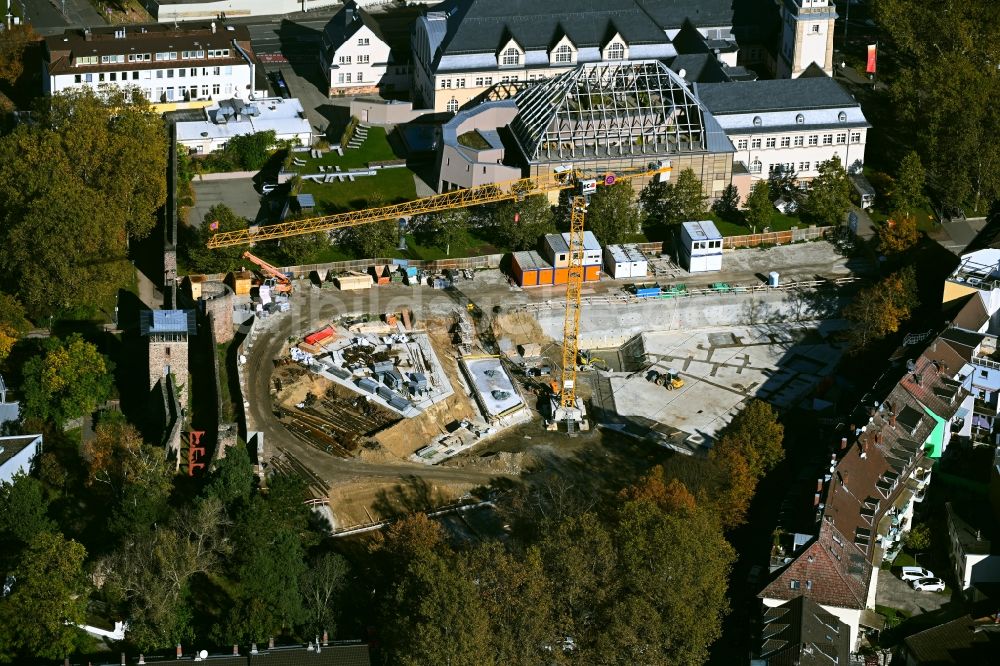 Darmstadt von oben - Baustelle zum Neubau des Schulgebäudes Heinrich-Hoffmann-Schule in Darmstadt im Bundesland Hessen, Deutschland
