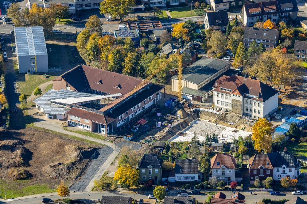 Luftbild Hamm - Baustelle zum Neubau des Schulgebäudes Arnold-Freymuth-Gesamtschule An der Falkschule in Hamm im Bundesland Nordrhein-Westfalen, Deutschland