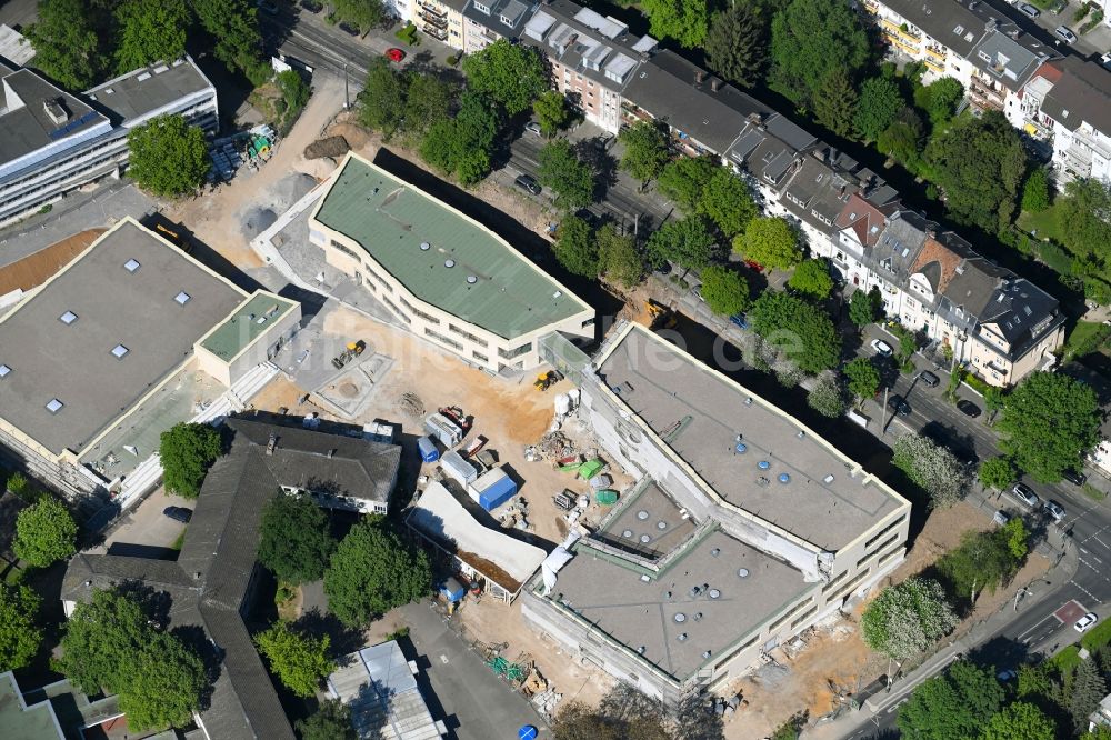 Luftaufnahme Bonn - Baustelle zum Neubau des Schulgebäudes Bonns Fünfte im Ortsteil Kessenich in Bonn im Bundesland Nordrhein-Westfalen, Deutschland