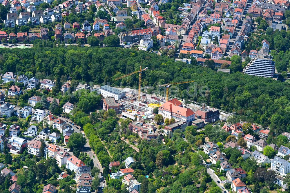 Luftbild Stuttgart - Baustelle zum Neubau des Schulgebäudes auf dem Campus Kräherwald in Stuttgart im Bundesland Baden-Württemberg, Deutschland