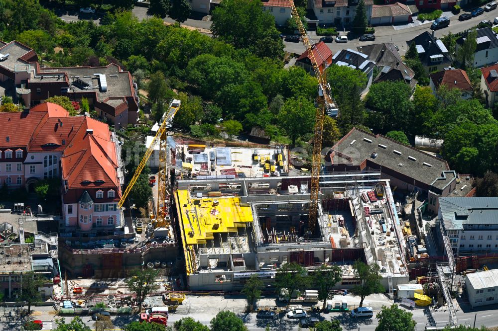 Luftaufnahme Stuttgart - Baustelle zum Neubau des Schulgebäudes auf dem Campus Kräherwald in Stuttgart im Bundesland Baden-Württemberg, Deutschland