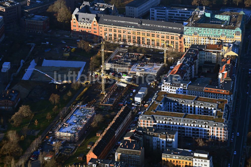Luftbild Leipzig - Baustelle zum Neubau des Schulgebäudes einer Grundschule in Leipzig im Bundesland Sachsen, Deutschland