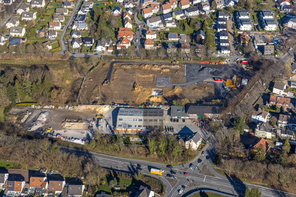 Unna aus der Vogelperspektive: Baustelle zum Neubau des Schulgebäudes einer Grundschule in Unna im Bundesland Nordrhein-Westfalen, Deutschland