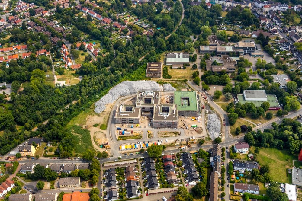 Luftbild Essen - Baustelle zum Neubau des Schulgebäudes der Gustav-Heinemann-Schule in Essen im Bundesland Nordrhein-Westfalen, Deutschland
