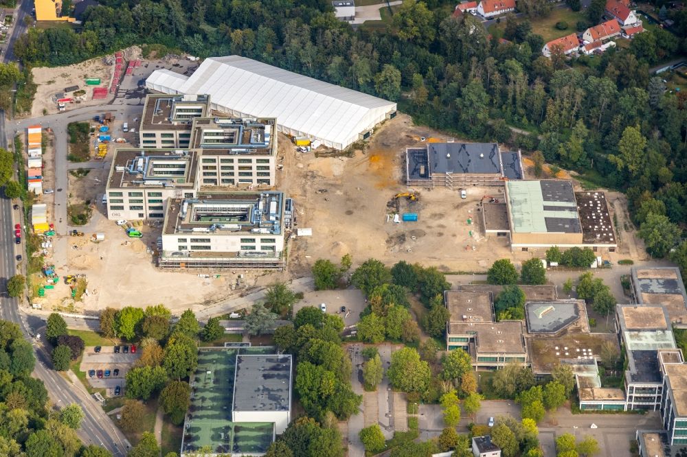 Essen von oben - Baustelle zum Neubau des Schulgebäudes der Gustav-Heinemann-Schule in Essen im Bundesland Nordrhein-Westfalen, Deutschland