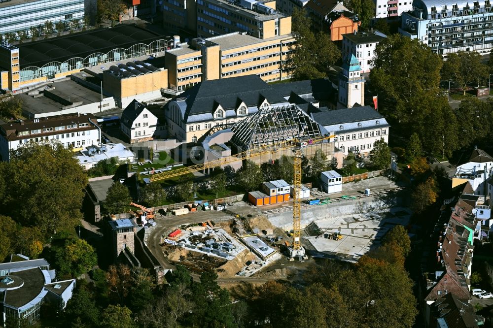 Luftbild Darmstadt - Baustelle zum Neubau des Schulgebäudes Heinrich-Hoffmann-Schule in Darmstadt im Bundesland Hessen, Deutschland