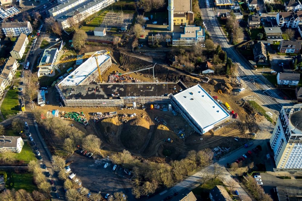 Luftaufnahme Velbert - Baustelle zum Neubau des Schulgebäudes an der Kastanienallee in Velbert im Bundesland Nordrhein-Westfalen, Deutschland