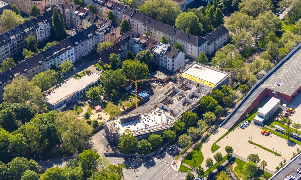 Dortmund von oben - Baustelle zum Neubau des Schulgebäudes Lessing-Grundschule in Dortmund im Bundesland Nordrhein-Westfalen, Deutschland