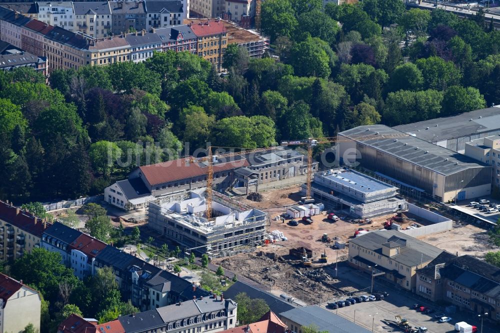 Luftaufnahme Dresden - Baustelle zum Neubau des Schulgebäudes an der Lößnitzstraße in Dresden im Bundesland Sachsen, Deutschland