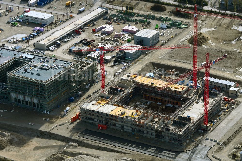 Luftbild München - Baustelle zum Neubau des Schulgebäudes in München im Bundesland Bayern, Deutschland