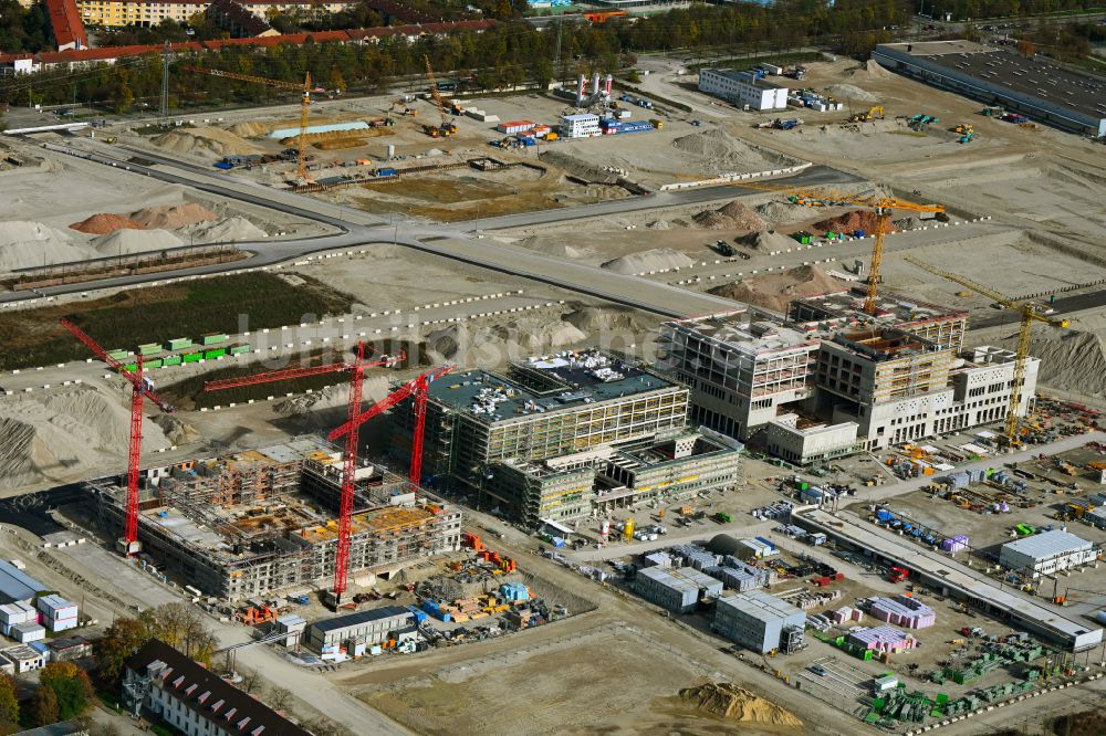 Luftbild München - Baustelle zum Neubau des Schulgebäudes in München im Bundesland Bayern, Deutschland