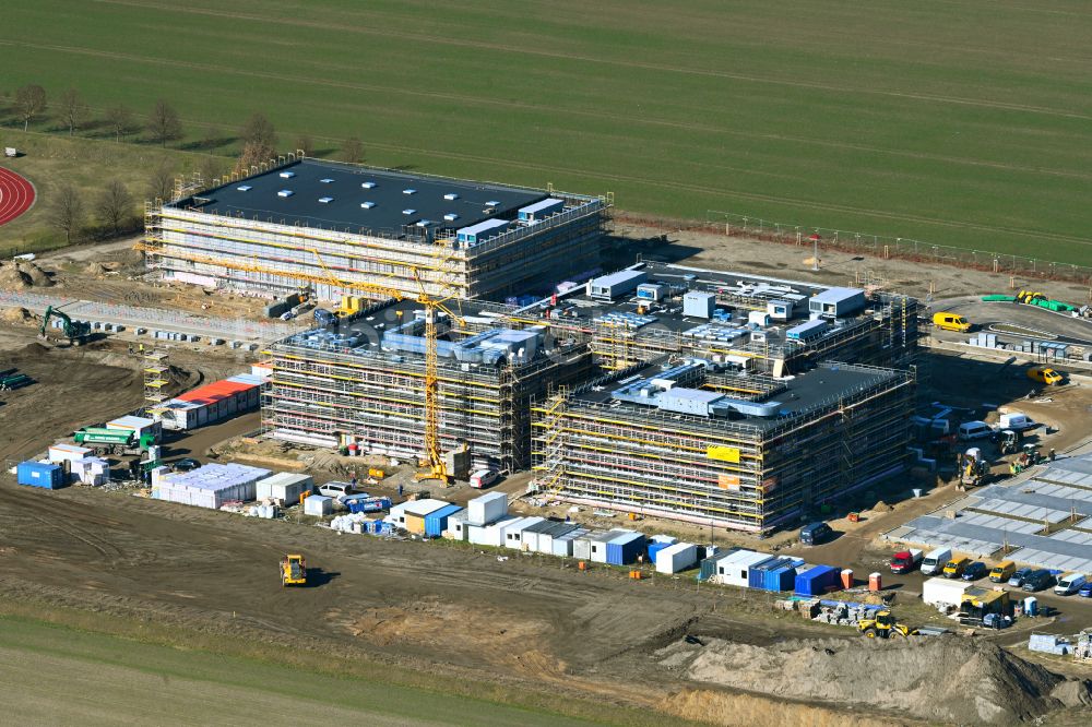Luftaufnahme Altlandsberg - Baustelle zum Neubau des Schulgebäudes Neuer Schulcampus in Altlandsberg im Bundesland Brandenburg, Deutschland