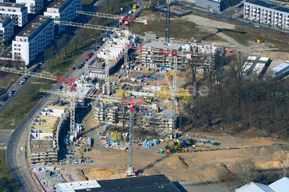 Berlin aus der Vogelperspektive: Baustelle zum Neubau eines Schulgebäudes im Ortsteil Haselhorst in Spandau in Berlin, Deutschland