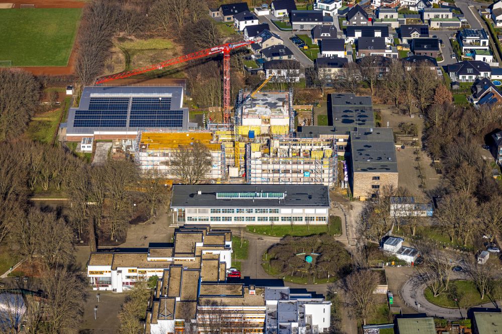 Lünen von oben - Baustelle zum Neubau des Schulgebäudes Realschule Lünen-Altlünen in Lünen im Bundesland Nordrhein-Westfalen, Deutschland