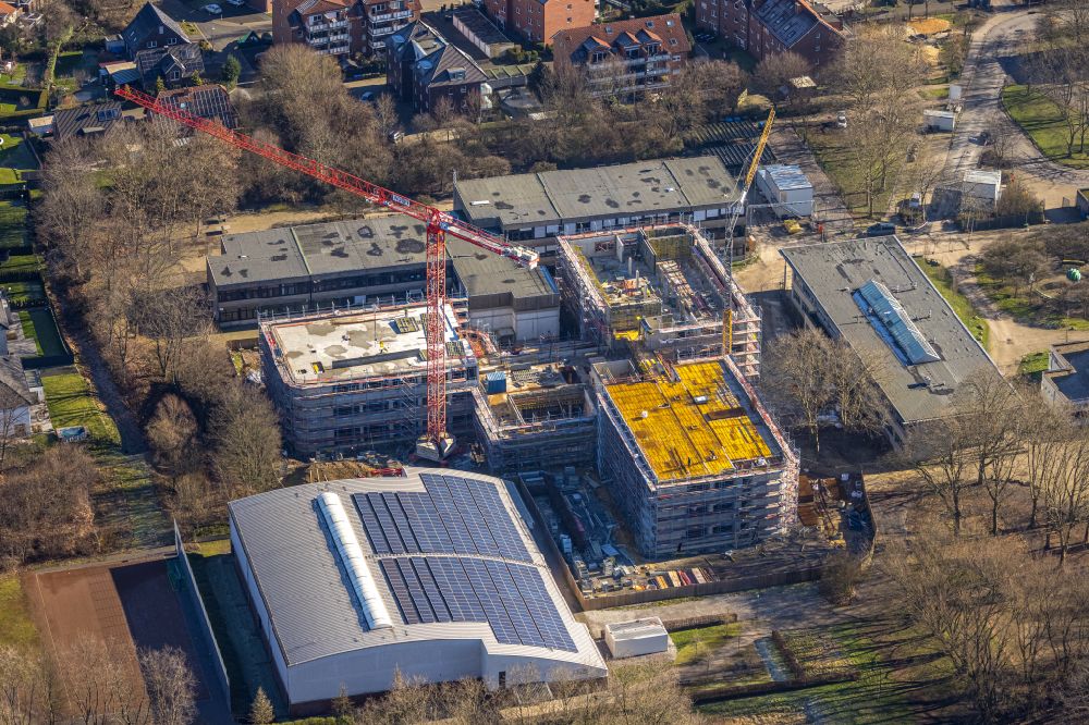 Luftaufnahme Lünen - Baustelle zum Neubau des Schulgebäudes Realschule Lünen-Altlünen in Lünen im Bundesland Nordrhein-Westfalen, Deutschland