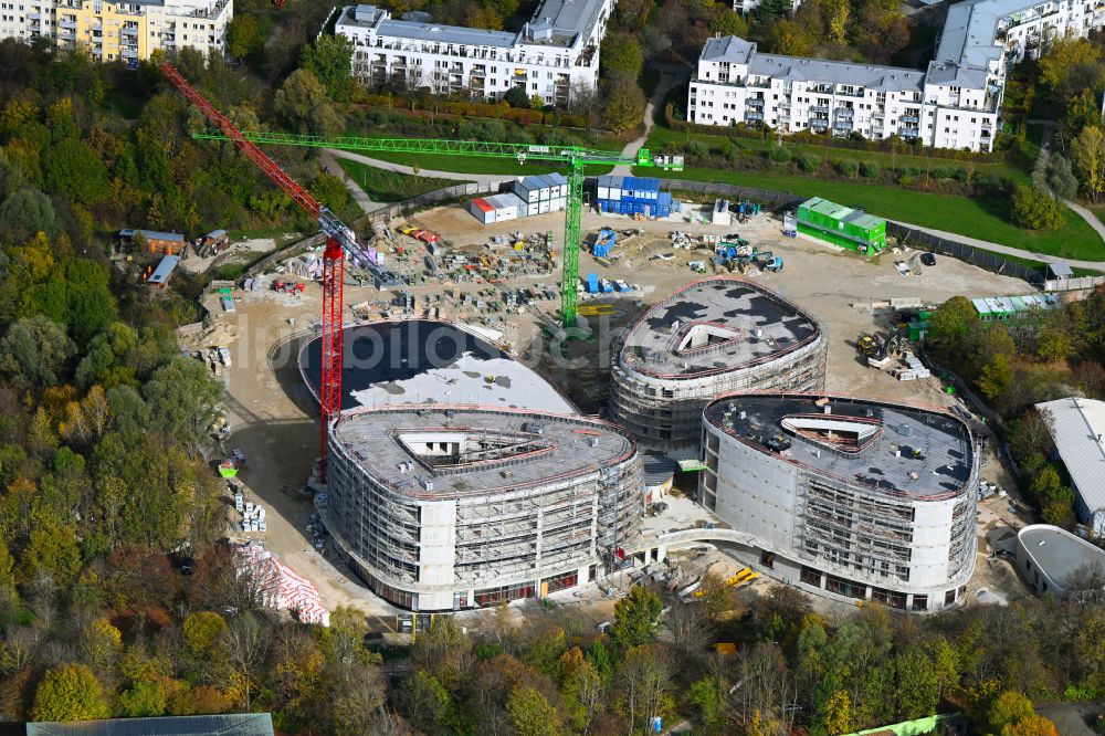 Luftbild München - Baustelle zum Neubau des Schulgebäudes Staatliches Wilhelm-Hausenstein-Gymnasium in München im Bundesland Bayern, Deutschland