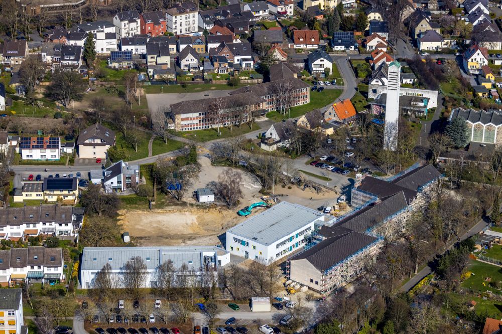 Luftbild Werl - Baustelle zum Neubau des Schulgebäudes an der Walburgisschule in Werl im Bundesland Nordrhein-Westfalen, Deutschland