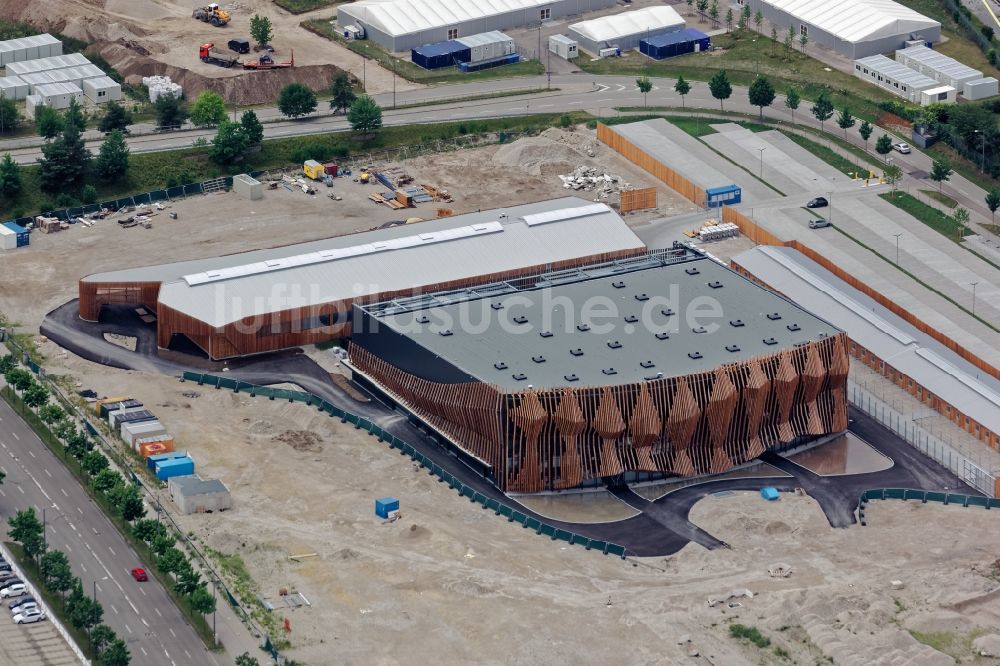 Luftaufnahme München - Baustelle zum Neubau des Showpalasts für die APASSIONATA World Pferdeshow in München Fröttmaning im Bundesland Bayern