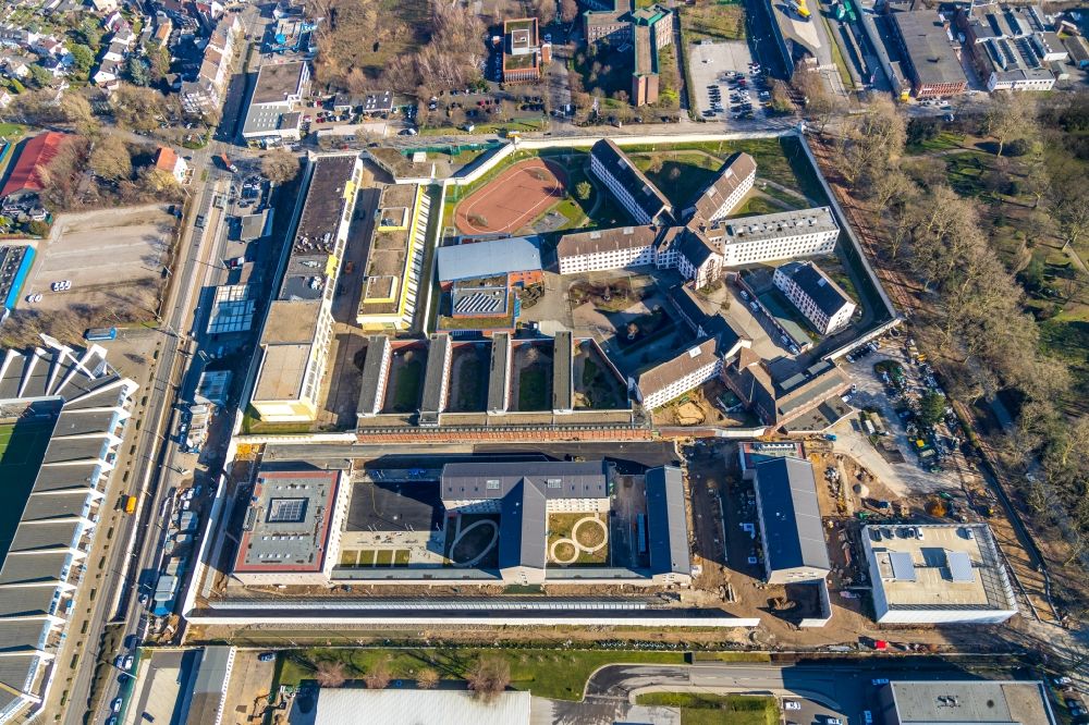 Luftaufnahme Bochum - Baustelle zum Neubau einer Sozialtherapeutische Anstalt (SothA) der Justizvollzugsanstalt JVA in Bochum im Bundesland Nordrhein-Westfalen, Deutschland