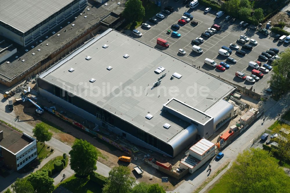 Luftaufnahme Bielefeld - Baustelle zum Neubau der Sporthalle Almsporthalle Bielefeld in Bielefeld im Bundesland Nordrhein-Westfalen, Deutschland