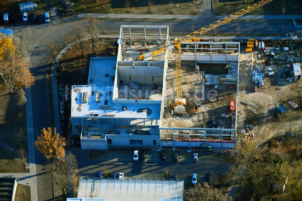 Luftaufnahme Potsdam - Baustelle zum Neubau der Sporthalle an der Ecke Olympischer Weg in Potsdam im Bundesland Brandenburg, Deutschland