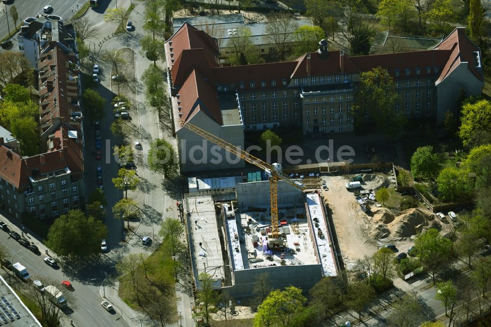 Luftbild Berlin - Baustelle zum Neubau der Sporthalle am Lily-Braun-Gymnasium im Ortsteil Spandau in Berlin, Deutschland