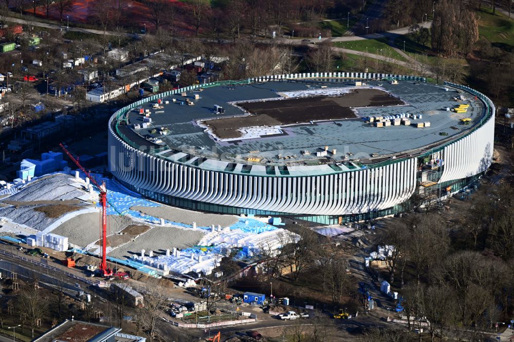 Luftaufnahme München - Baustelle zum Neubau der Sporthalle SAP Garden in München im Bundesland Bayern, Deutschland