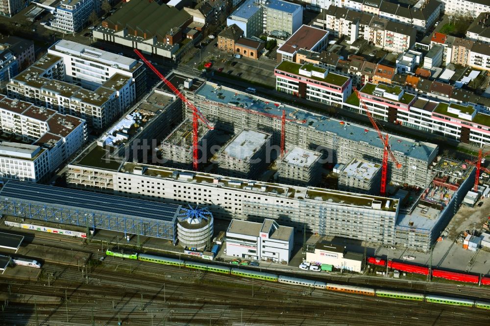 Luftbild Mannheim - Baustelle zum Neubau eines Stadtquartiers Kepler-Quartier am Hauptbahnhof in Mannheim im Bundesland Baden-Württemberg, Deutschland
