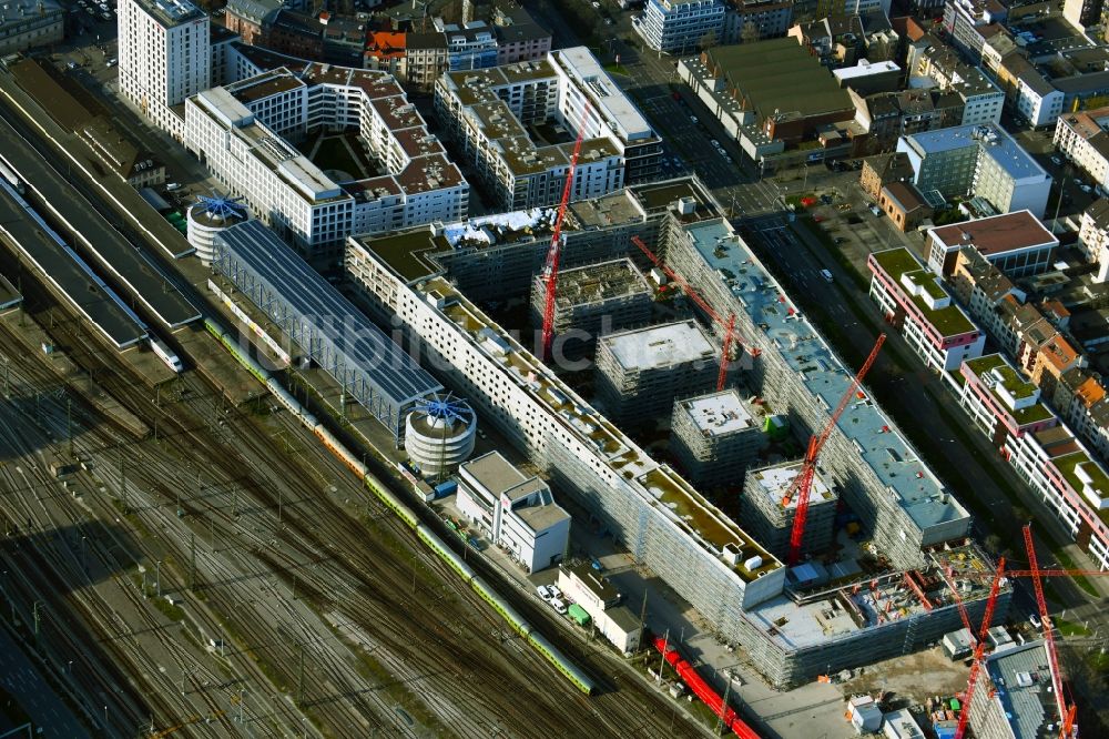 Mannheim von oben - Baustelle zum Neubau eines Stadtquartiers Kepler-Quartier am Hauptbahnhof in Mannheim im Bundesland Baden-Württemberg, Deutschland