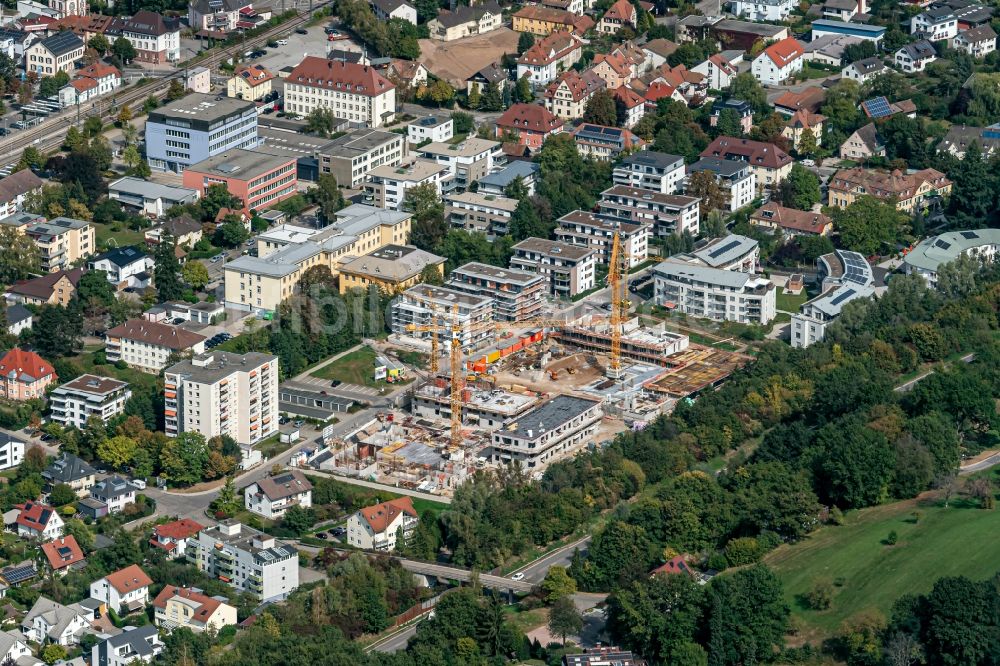 Schopfheim von oben - Baustelle zum Neubau einer Stadtvilla - Wohnhauses am Eisweier in Schopfheim im Bundesland Baden-Württemberg, Deutschland