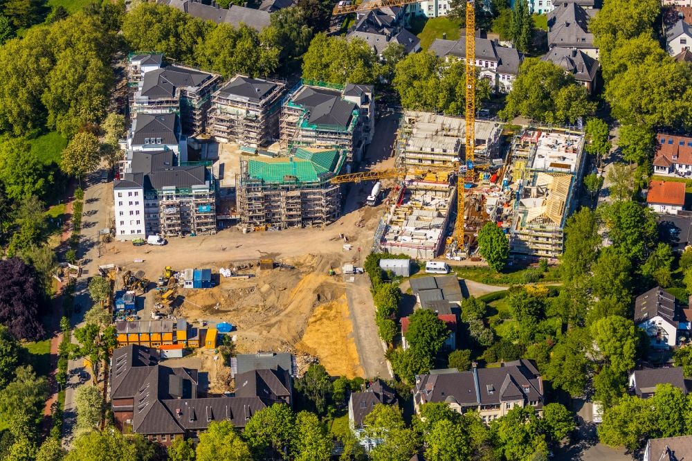 Luftbild Bochum - Baustelle zum Neubau eines Stadtvilla - Wohnhauses an der Wielandstraße - Herderallee - Lessingstraße im Ortsteil Grumme in Bochum im Bundesland Nordrhein-Westfalen, Deutschland