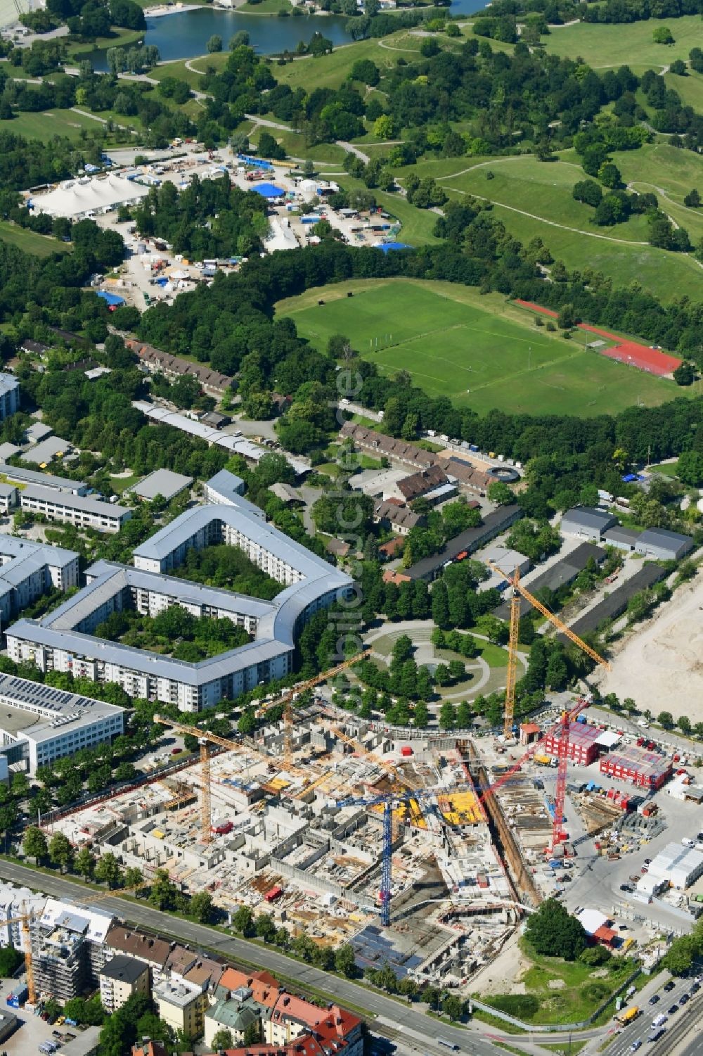 Luftbild München - Baustelle zum Neubau eines Strafjustizzentrum in München im Bundesland Bayern, Deutschland