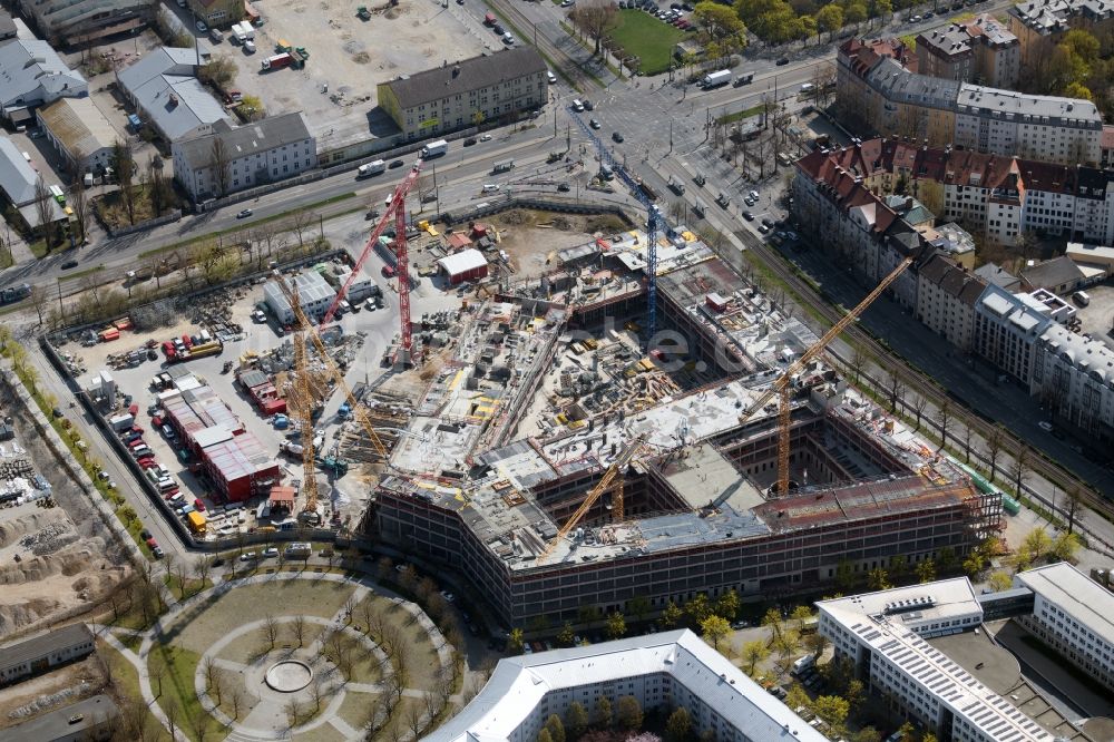 Luftaufnahme München - Baustelle zum Neubau eines Strafjustizzentrum in München im Bundesland Bayern, Deutschland