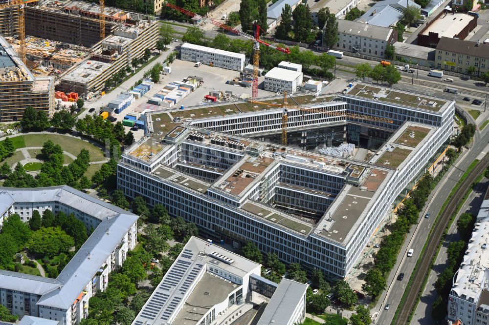 München von oben - Baustelle zum Neubau eines Strafjustizzentrum in München im Bundesland Bayern, Deutschland