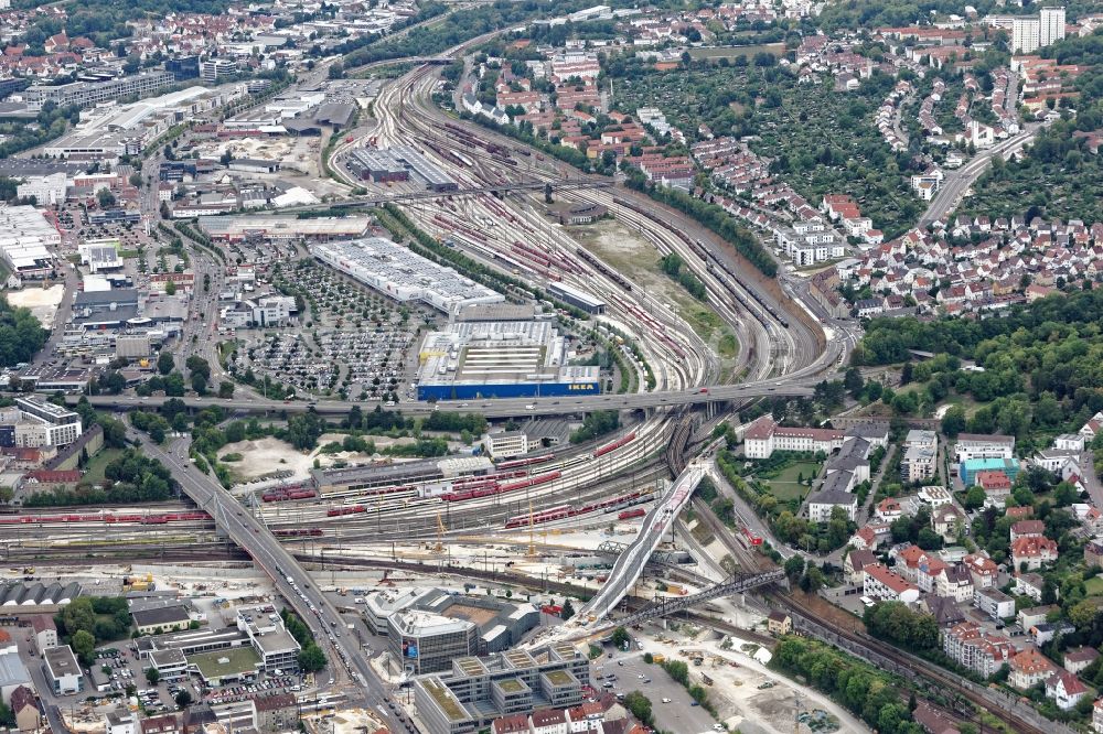 Luftaufnahme Ulm - Baustelle zum Neubau des Straßen- Brückenbauwerk Kienlesbergbrücke in Ulm im Bundesland Baden-Württemberg, Deutschland