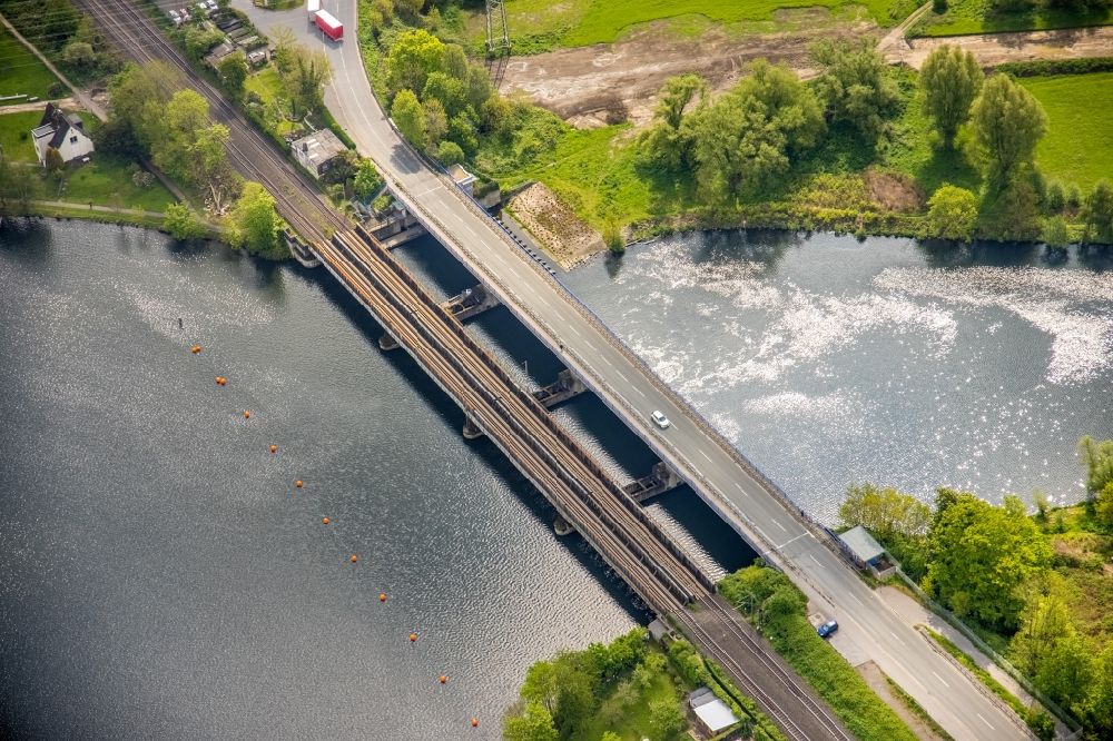 Luftbild Wetter (Ruhr) - Baustelle zum Neubau des Straßen- Brückenbauwerk Obergraben-Brücke in Wetter (Ruhr) im Bundesland Nordrhein-Westfalen