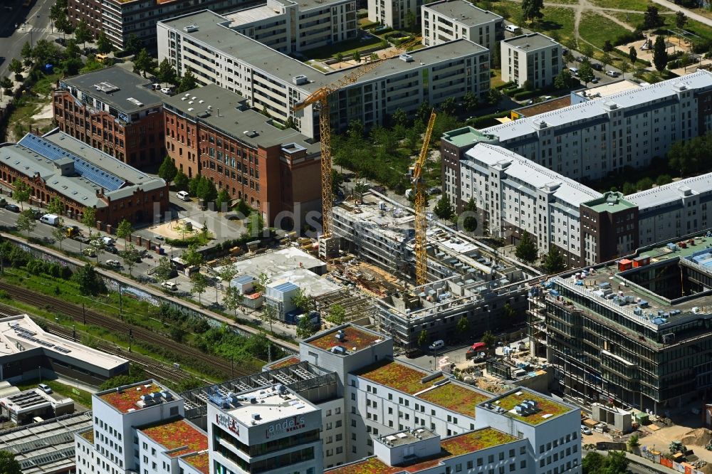 Luftbild Berlin - Baustelle zum Neubau eines Studenten- Wohnheim - Gebäude in Berlin, Deutschland