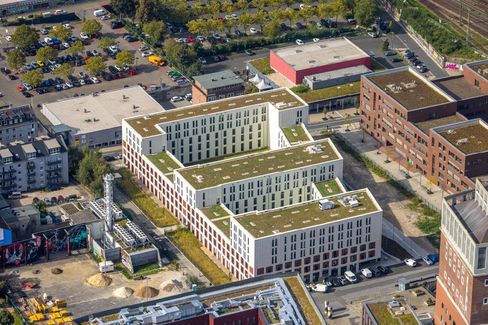 Dortmund von oben - Baustelle zum Neubau eines Studenten- Wohnheim - Gebäude am Emil-Moog-Platz - Benno-Elkan-Allee - Ritterstraße in Dortmund im Bundesland Nordrhein-Westfalen, Deutschland