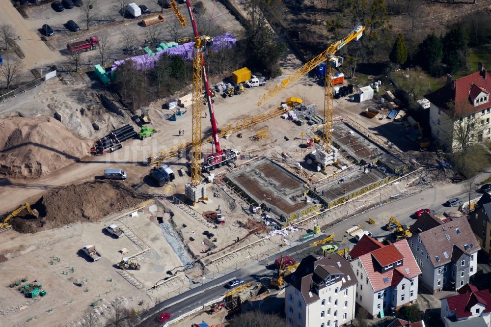 Göttingen von oben - Baustelle zum Neubau eines Studenten- Wohnheim - Gebäude in Göttingen im Bundesland Niedersachsen, Deutschland